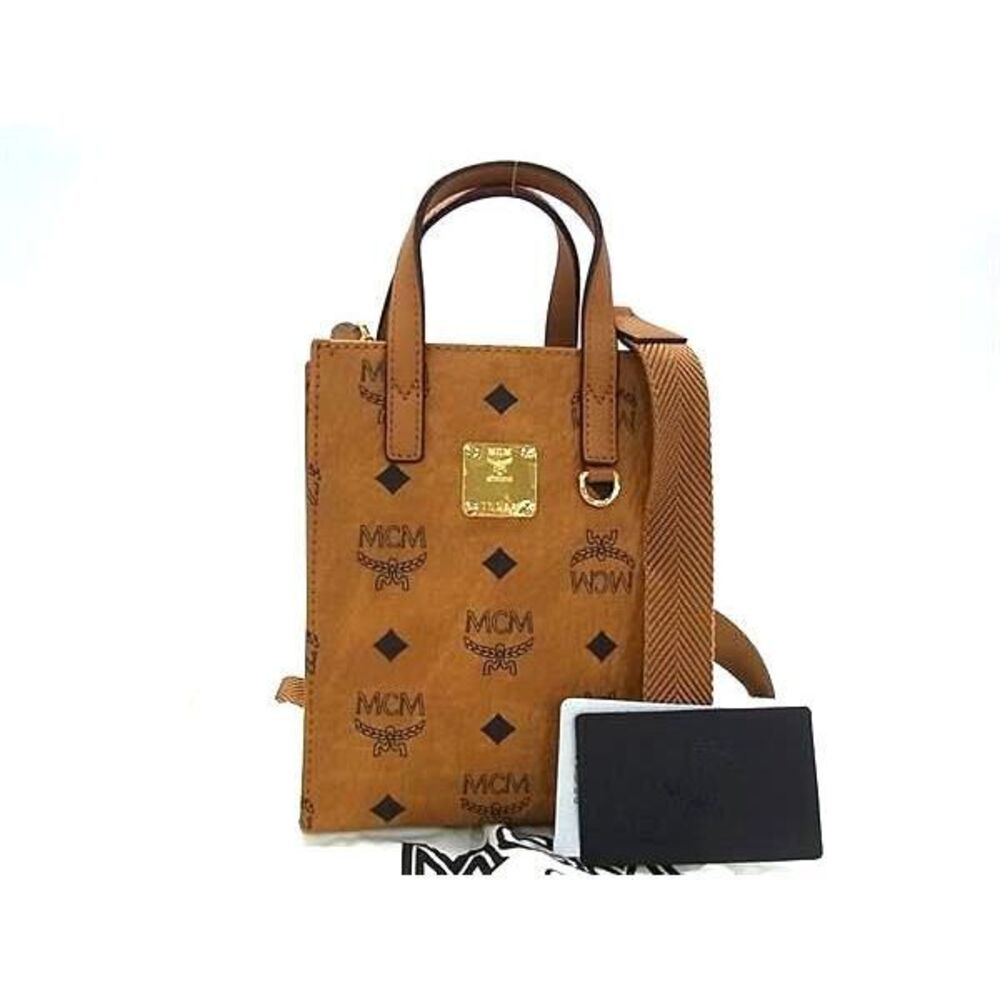 MCM Monogram Visetos Leather 2way Shoulder Bag Brown